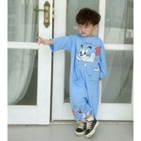 Đồ ngủ liền thân tay dài cotton cho bé
