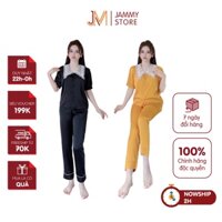 Đồ Ngủ Lụa Nữ Mặc Nhà Jammy Set Bộ Ngủ Cộc Dài Phối Ren Cổ Tiểu Thư M20