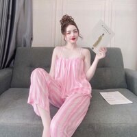 Đồ ngủ Lụa Satin 2 dây - Đồ Bộ Mặc Nhà Nữ Lụa Satin Cao Cấp