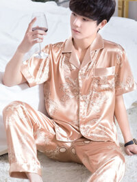 Đồ ngủ nam quần dài ngắn tay lụa xuân thu đồ mặc nhà bộ đồ mùa hè lụa băng mẫu mỏng mùa hè cho nam
