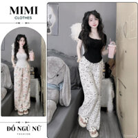 Đồ ngủ nữ bộ mặc nhà set áo thun tăm cúc ngực phối quần hoạt hình chất cotton siêu xinh MIMI CLOTHES hcom2651
