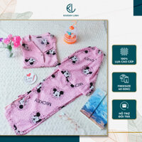 Đồ Ngủ Nữ Lụa Hồng Chuột Mickey, Bộ Ngủ Mặc Nhà Pijama Lụa Áo Cộc Tay Quần Dài Chất Liệu Lụa Cao Cấp - Khánh Linh Shop