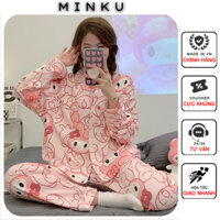 Đồ Ngủ Nữ Pijama Dài Tay Hoạt Hình Dễ Thương Cute