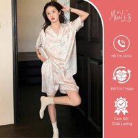 Đồ Ngủ Nữ Pijama Lụa Satin Cao Cấp, Bộ Đồ Ngủ Nữ Mặc Nhà Tay Ngắn Mềm Mại Sang Trọng Quyến Rũ TM26