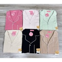 Đồ ngủ nữ Pijama mặc nhà chất liệu đũi gân áo cộc quần đùi siêu mềm mịn CH01