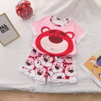 đồ ngủ pijama Đồ Ngủ Gấu Dâu Cho Bé Gái Sanrio Bộ Đồ Ngủ Hình Hello Kitty Pijama Cho Bé Gái đồ ấm cho bé gái