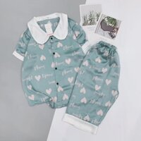 Đồ Ngủ Pijama Lụa Satin Tay Ngắn Cổ Sen Quần Lửng Siêu Xinh Bộ Mặc Nhà BP04 - Babi mama New