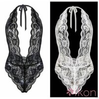 Đồ ngủ ren áo liền quần dây sát nách thiết kế cổ chữ V quyến rũ