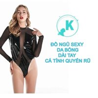 Đồ Ngủ Sexy Bodysuit Da Bóng Lưới Dài Tay Cá Tính Quyến Rũ Đẹp 💝
