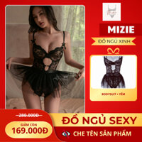 Đồ ngủ sexy liền thân chất ren có yếm đi kèm gợi cảm, váy ngủ nữ sexy 3 màu quyễn rũ