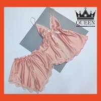 Đồ ngủ sexy satin phối ren kèm mút