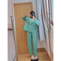 đồ ngủ tay dài kẻ karo