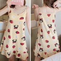 Đồ Ngủ, Váy Mặc Nhà, 2 Dây Cao Cấp, Sexy Quyến Rũ, Chất Liệu Cotton Mềm, Mịn, Mát Có Mút Ngực
