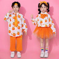 đồ nhảy cho bé gái  Đồ Nhảy Cho Bé Trai Áo Hiphop áo hiphop bé trai quần áo nhảy hiện đại cheerleader quần hiphop  bộ tập nhảy cho Trang phục biểu diễn của trường Áo sơ mi dài tay màu cam váy ngắn quần tây