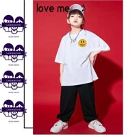 Đồ nhảy cho bé gái hiphop áo THUN FORM RỘNG VÀ quần jogger CHẤT COTTON cao cấp cho bé 15kg đến 50kg