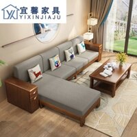 Đồ Nội Thất Kiểu Trung Quốc Sofa Gỗ Nguyên Khối Kết Hợp Văn Phòng Căn Hộ Nhỏ Lớn Sofa Vải Đa Chức Năng Khách Sạn Gia Đìn