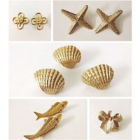 Đồ nội thất vàng tay nắm cửa núm đồng thau rắn hình dạng vỏ cá sarfish tay cầm cho tủ bếp tủ ngăn kéo ngăn kéo