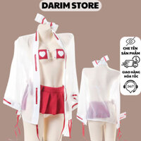 Đồ nữ sexy DARIM DN68 ren chân váy xếp li kèm áo choàng ngủ kimono phong cách Nhật