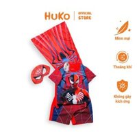 Đồ Siêu Nhân Nhện Cho Bé Trai Ngắn Tay HUKO HBN194_A Set Bộ Thun Cotton Thoáng Mát Hóa Trang Anh Hùng Từ 10-30Kg