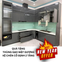 [Đo Tại Nhà] Tủ bếp nhựa cao cấp siêu bền chống mối ẩm - Bếp nhựa đặc cánh phủ Acrylic bóng gương