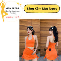 Đồ Tập Aerobic Thể Thao Nữ , Quần Váy Áo Yếm Cột Dây Chất Polyeste Pha Sợi Spandex Co giãn Mềm Mịn