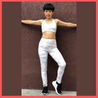 Đồ Tập Gym Nữ Set Bộ Quần Áo Yoga Thể Thao Thun Co Giãn Màu Trắng Rằn Ri Có Lót Ngực