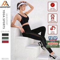 Đồ tập gym yoga aerobic thể thao nữ bao gồm áo bra kèm mút phối viền trắng và quần dài thun poly co dãn BD105