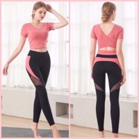 ĐỒ TẬP GYM, YOGA NỮ CROPTOP CỔ TIM CHÉO LƯNG ( sẵn mút)