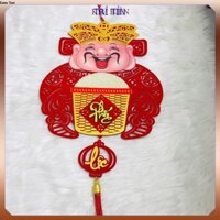 Đồ Tết - Dây treo liễng nhung thần tài chữ chúc việt [phúc-lộc] trang tri tết kích thước 35*45cm (Kim bien)