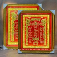 [Đồ thờ cúng] Bài vị - Liễn Cửu Huyền Thất Tổ chữ Việt bằng Đồng khung gỗ đặt tại bàn thờ Ông Bà (Gia Tiên).