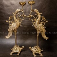 [Đồ thờ cúng] Cặp Hạc có hoa trước ngực bằng Đồng có 6 size (Nhập từ Công ty Đồng Vĩnh Tiến)