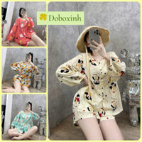 Đồ Tole Nữ Mặc Nhà, Bộ Lanh Quần Đùi Áo Tay Dài Babydoll VNXK 40-68kg doboxinh