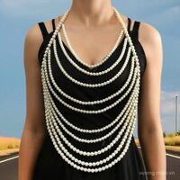 Đồ trang sức cơ thể mới bán chạy xuyên biên giới Thời trang Âu Mỹ nhiều lớp giả ngọc trai thủ công Chuỗi vòng cổ