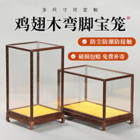 Đồ Trang Trí Bằng Thủy Tinh Gỗ Gụ Bình Tượng Phật Cổ Hộp Trưng Bày Đồ Thủ Công Mỹ Nghệ Bảo Vệ Bụi Gỗ Rắn Lồng Kho Báu Tù
