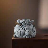 Đồ trang trí cóc vàng may mắn Boutique Cao cấp có thể huy động tiền cóc ba chân#招财金蟾摆件精品高档可养招财三足蟾蜍石头茶具茶盘茶道茶宠变色