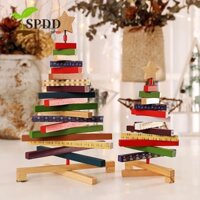 Đồ trang trí để bàn cây thông Noel, Tượng cây thông Noel phong cách mộc mạc bằng gỗ, Trung tâm mua sắm khối cây thông Noel 3D tiết kiệm không gian gia đình