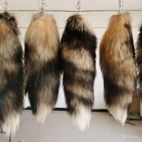 Đồ trang trí đuôi lông cáo thật thủ công, túi xách, móc khóa