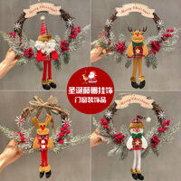 Đồ trang trí Giáng sinh mới Ông già Người tuyết Nai sừng tấm Mặt dây chuyền Vòng hoa mây lớn Đồ trang trí