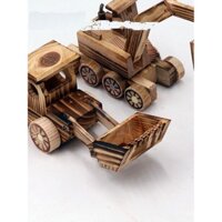 Đồ trang trí mô hình gỗ, xe cứu hỏa đồ chơi cho trẻ em, máy xúc, máy ủi, quà tặng thủ công cho trẻ em, miễn phí vận chuyển