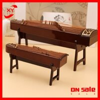 Đồ trang trí Nhạc Cụ Guzheng Mini Bằng Gỗ Dùng Trang Trí Tiểu Cảnh