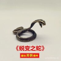 Đồ trang trí nhỏ bằng đồng nguyên khối theo xu hướng quốc gia, hình con rắn biến hình, đồ trang trí để bàn, bộ sưu tập đồ cổ, thủ công vintage