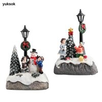 Đồ trang trí phong cảnh vi mô Người tuyết có đèn LED Bộ nhà búp bê Giáng sinh làm quà tặng