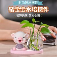 Đồ trang trí thủ công bằng nhựa thông hot trên mạng hoạt hình dễ thương kho báu heo sáng tạo lối vào bàn làm việc Tủ Sách Kính thủy canh trang trí