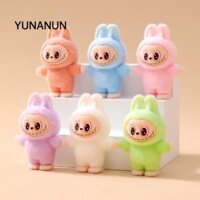 Đồ trang trí YUNAUN Labubububu, POP MART Đổ xô các bức tượng nhỏ, Phim hoạt hình màu trơn Mô hình Mini Đồ thủ công búp bê Trang trí máy tính để bàn