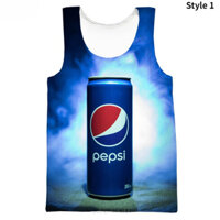 Đồ uống có ga mới Pepsi Cola 3D In hình nam nữ Áo thun Vest phong cách thông thường
