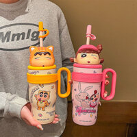 Độc đáo Crayon Shin Chan Ice King Thermos Cup Home Doll Covered Water Cup Thép không gỉ 316 Dung tích lớn Ống hút Cốc cách nhiệt và làm lạnh Cốc nước trẻ em