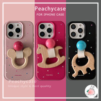 Độc Đáo Sóng Điểm Da Hạt Gỗ Nhẫn Chân Đế Ốp Lưng Điện Thoại Tương Thích Cho iPhone 16 15 14 13 Pro Max 12 11 12promax TPU Mềm Chống Vỡ Vỏ Di Động