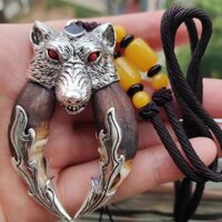 Độc đoán Mặt Dây Chuyền Vòng Cổ Bạc Tây Tạng Kẻ Sọc Retro Chó Răng Độc Đáo Chó Mặt Dây Chuyền Trang Sức Răng Sói Nam Vòng Cổ Cao Cấp 11-23-10