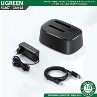 Dock HDD/SSD 2 Cổng SATA 2.5/3.5″ 16TB, Tốc độ UASP 6Gbps Ugreen 50857 – Chân EU