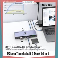Dock QGeem Thunderbolt 4 Station 16 in 1- Hub hỗ trợ thêm cổng kết nối, Xuất 4 màn hình 4k 60Hz cho Laptop M.ac, Windows